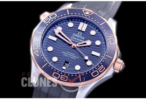 0 0 OM300M-008R 2019 Basel Seamaster Diver 300M SS/RG/RU Black Asian 2824 Mod 8800 