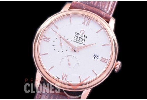 0 0 0 OMDEV-PR-111 ZF Deville Date/Power Reserve Automatic RG/LE White Asian Clone Cal 2627 PR Movt 