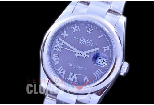 R36DJS-578S BP Datejust 36 126234 SS/SS Fluted/Oyster 2019 Dark Rhodium Grey Roman-Diamonds A-2824