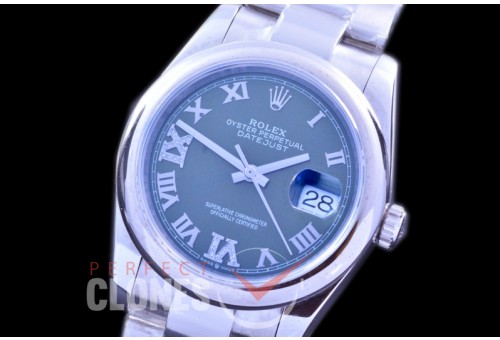 R36DJS-579S BP Datejust 36 126234 SS/SS Fluted/Oyster 2019 Green Roman-Diamonds A-2824