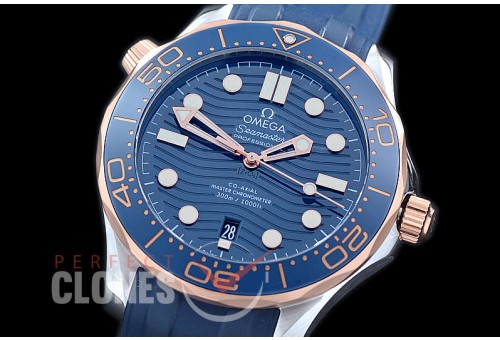 0 0 OM300M-008U 2019 Basel Seamaster Diver 300M SS/YG/RU Blue Asian 2824 Mod 8800 