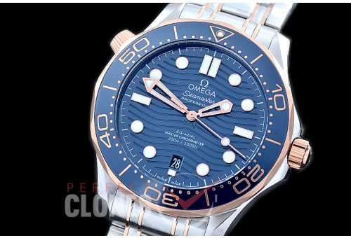 0 0 OM300M-008T 2019 Basel Seamaster Diver 300M SS/YG/SS Blue Asian 2824 Mod 8800 