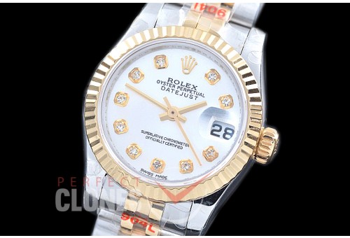 R26DJT-901 GMF 179173 SS/YG Fluted/Jubilee White Diam Swiss 2671 904L Steel 
