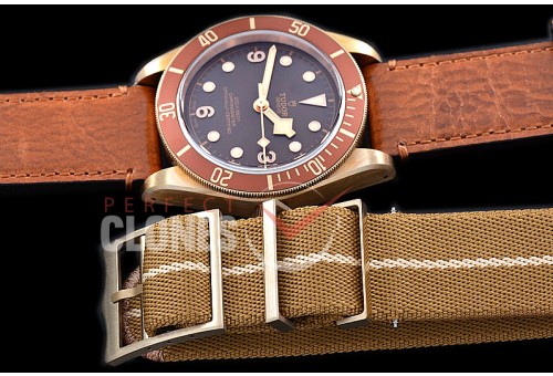 0 0 TU00088B Heritage Black Bay 79520BA Bronze/Brown Special Ed BR/LE Brown M-9015 - Free Nato Strap 