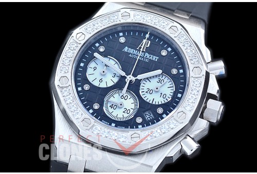 APROCL-323 Royal Oak Offshore Ladies 26231 SS/RU Black Diamonds Jap Chronograph Quartz 