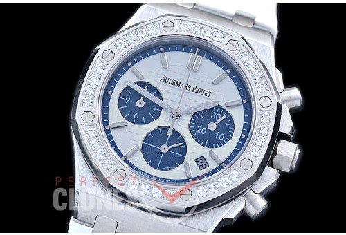 APROCL-311 Royal Oak Offshore Ladies 26231 SS/RU White Sticks Jap Chronograph Quartz 