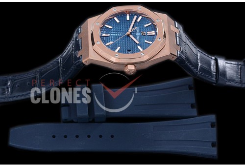 0 0 0 AP15500-123L OMF AP15500OR Royal Oak Automatic SS/SS Blue Miyota Asian Clone Calibre 4302 28800bph - Free Rubber Strap !!