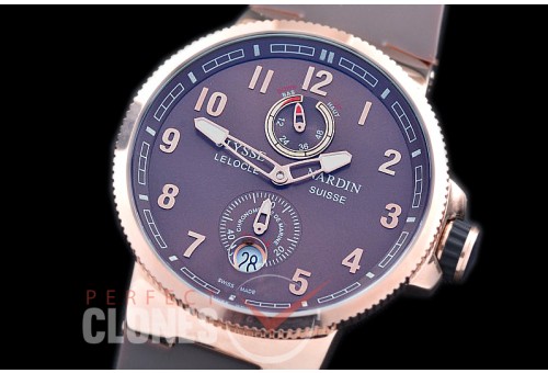 UNMM-315 Maxi Marine RG/RU Brown Numbers Asian PR Movt 
