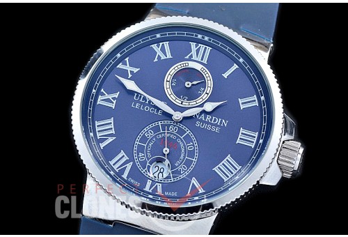UNMM-123 Maxi Marine SS/RU Dark Blue Classic Roman Asian PR Movt 