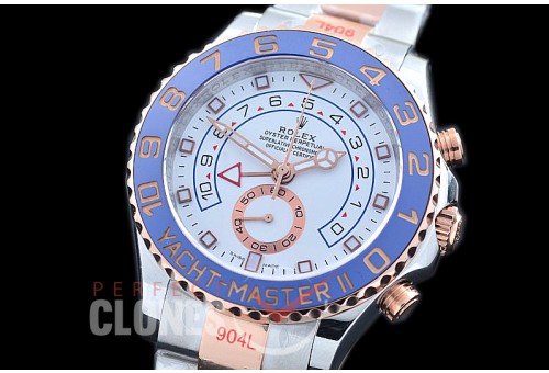 0 0 0 RYM2-912 GMF 904 Steel Yachtmaster II 116681 SS/RG White A-7750/Mod to Calibre 4161