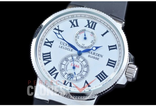 UNMM-120 Maxi Marine SS/RU White Classic Roman Asian PR Movt 