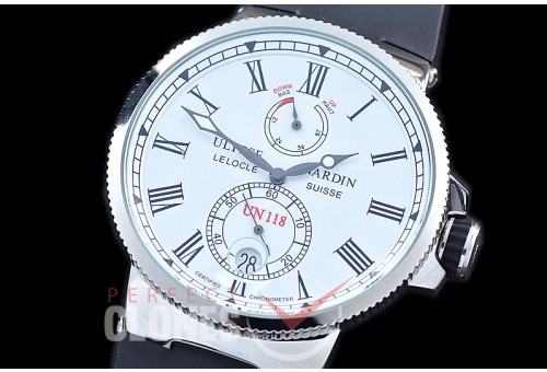 UNMM-141 Maxi Marine SS/RU White Vintage Roman Asian PR Movt 