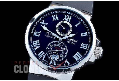 UNMM-122 Maxi Marine SS/RU Black Classic Roman Asian PR Movt 