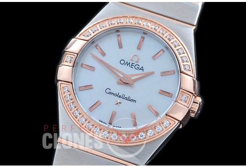 0 OMCON-28-201D Constellation Manhattan Quartz 28mm SS/RG White Sticks Swiss Quartz