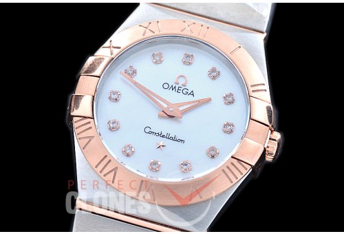 0 OMCON-28-211 Constellation Manhattan Quartz 28mm SS/RG White Diamonds Swiss Quartz