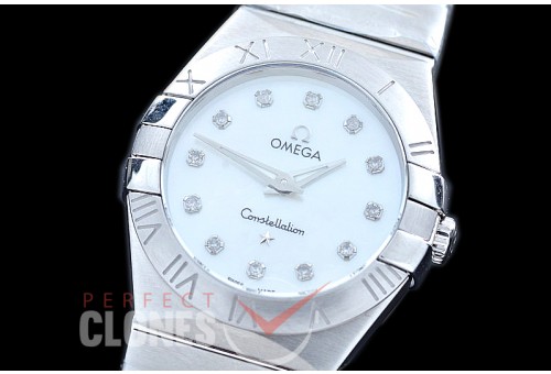 0 OMCON-28-111 Constellation Manhattan Quartz 28mm SS/SS White Diamonds Swiss Quartz