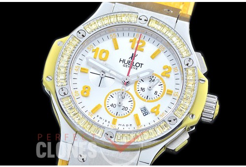 0 0 HB38-0011 Big Bang Ladies Tutti Frutti Chrono SS/SQRB/LE White/Yellow Jap OS 20 Quartz 