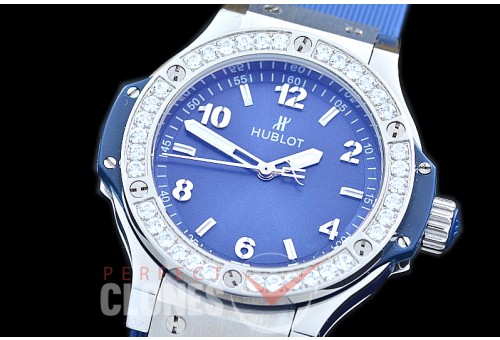 0 0 HB38-0503D Big Bang Ladies 38mm SS/DIAM/LE Blue Jap OS 20 Quartz 