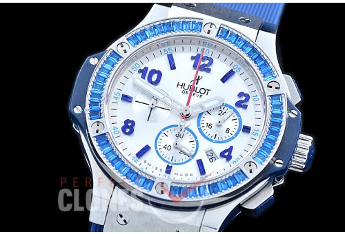 0 0 HB38-0014 Big Bang Ladies Tutti Frutti Chrono SS/SQRB/LE White/Blue Jap OS 20 Quartz 