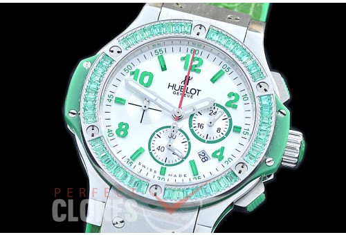 0 0 HB38-0012 Big Bang Ladies Tutti Frutti Chrono SS/SQRB/LE White/Green Jap OS 20 Quartz 