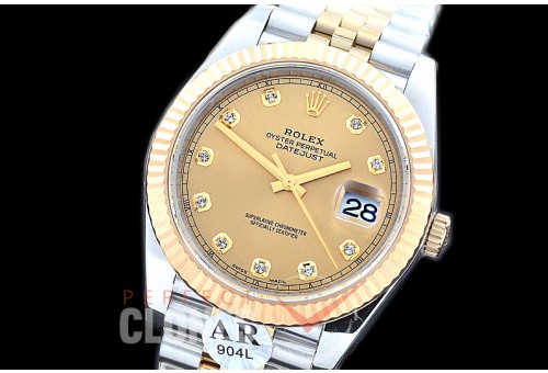 0 0 R41DJT-965 JF/ARF 904L Steel 126333 Jubilee SS/YG Champagne Gold Diam Asian 2824/3235 Mod