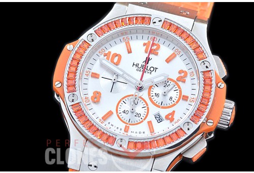 0 0 HB38-0017 Big Bang Ladies Tutti Frutti Chrono SS/SQRB/LE White/Orange Jap OS 20 Quartz 