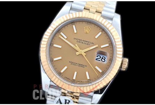 0 0 R41DJT-955 JF/ARF 904L Steel 126333 Jubilee SS/YG Champagne Gold Sticks Asian 2824/3235 Mod