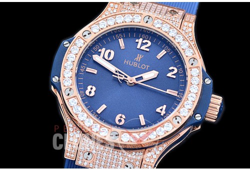 0 0 HB38-0513D1 Big Bang Ladies 38mm RG/DIAM/LE Blue Jap OS 20 Quartz 