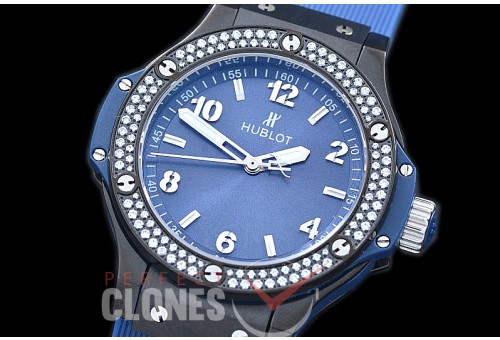 0 0 HB38-0523D Big Bang Ladies 38mm PVD/DIAM/LE Blue Jap OS 20 Quartz 