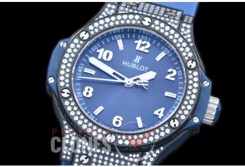 0 0 HB38-0523D1 Big Bang Ladies 38mm PVD/DIAM/LE Blue Jap OS 20 Quartz 