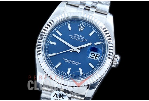 R36DJS-955 ARF/JF V3 126234 SS/SS Fluted/Jubilee Blue Sticks SH 3135 904L Steel 