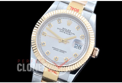R36DJT-311 GMF 126233 SS/YG Fluted/Oyster Silver Diamonds A-2824 904L Steel