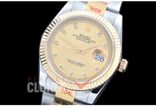 R36DJT-315 GMF 126233 SS/YG Fluted/Oyster Gold Diamonds A-2824 904L Steel