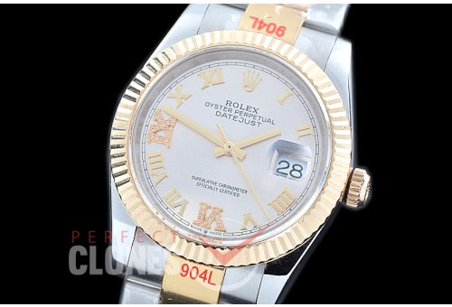 R36DJT-326 GMF 126233 SS/YG Fluted/Oyster Silver Roman-Diamonds A-2824 904L Steel