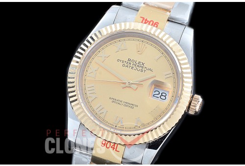 R36DJT-325 GMF 126233 SS/YG Fluted/Oyster Gold Roman A-2824 904L Steel