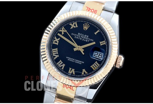 R36DJT-322 GMF 126233 SS/YG Fluted/Oyster Black Roman A-2824 904L Steel