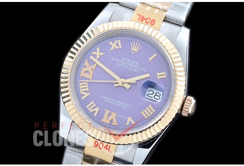 R36DJT-330 GMF 126233 SS/YG Fluted/Oyster Violet Roman-Diamonds A-2824 904L Steel