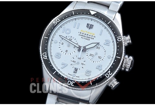 TG-AUT-101S Autavia Isograph Chronograph SS/SS White Jap OS 20 Quartz 