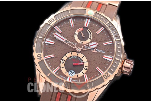 UNMMD-115 Maxi Marine Diver RG/RU Brown Wavy Sticks Asian PR Movt 