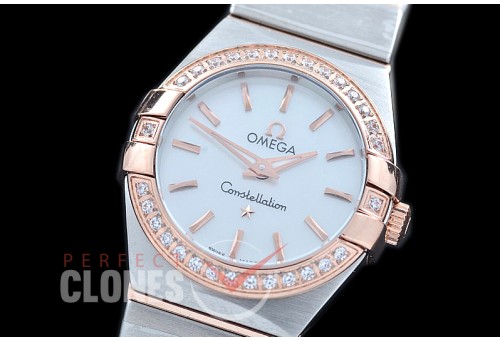 0 OMCON-25-201D Constellation Quartz 25mm SS/RG White Sticks Swiss Quartz