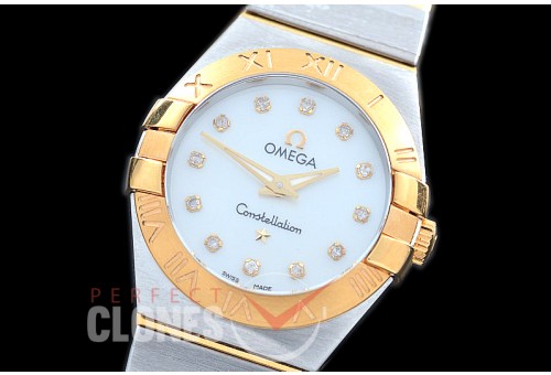 0 OMCON-25-161 Constellation Quartz 25mm SS/YG White Diamonds Swiss Quartz