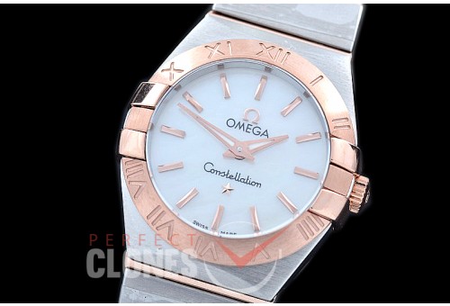0 OMCON-25-201 Constellation Quartzz 25mm SS/RG White Sticks Swiss Quartz