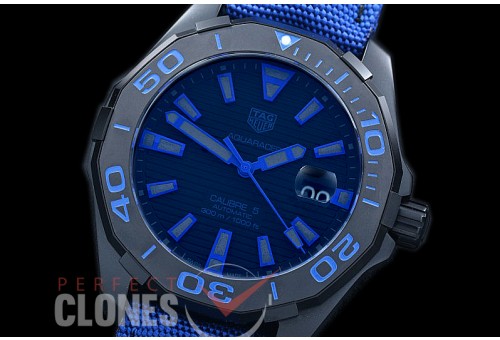 0 0 TGAQ-C5-007 VF Aquaracer Calibre 5 Automatic PVD/NY Black/Blue Asian 2824