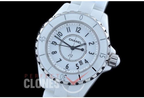 0 0 0 CHA-33W-021 TBF/XF J12 Ladies CER/CER White/Black Num Swiss Eta 956.612 Quartz - Same Movt as Original 