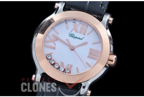 0 0 0 0 CP-HS-081 ZF Happy Sport Mini SS/RG/LE MOP White Sticks/Roman Swiss Quartz