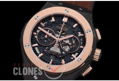0 HBFSC00238 Classic Fusion Chronograph PVD/RG/LE Black Skeleton A-7750