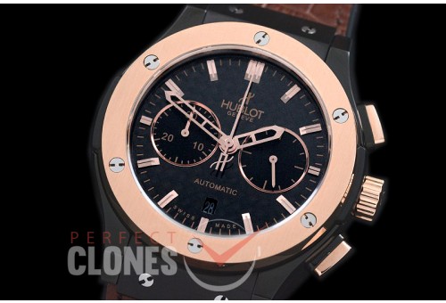 0 HBFSC00235 Classic Fusion Chronograph PVD/RG/LE Black C/F A-7750