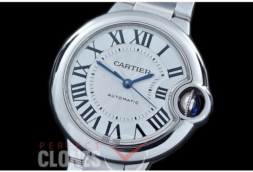 0 0 0 CARBA-36-011S V6F/XF/VXF Ballon de Cartier Midsize 36 SS/SS White Orig Cartier Cal 076 