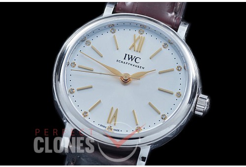 0 0 IWPTL-021B TBF Portofino 34 Automatic IW3574 SS/LE White A-IWC Calibre 35100 Mod from Miyota 9015