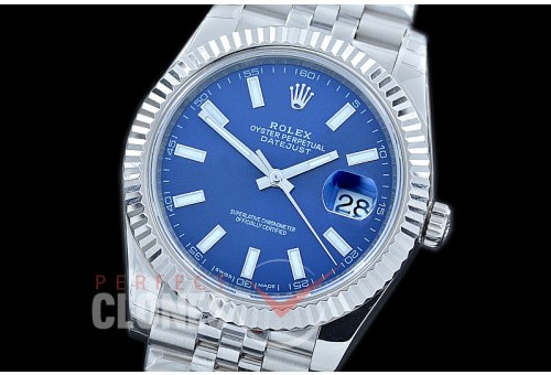 R41DJS-104J NF Datejust II 126334 904L Steel Fluted/Jubilee SS/SS Blue Sticks SA 3235